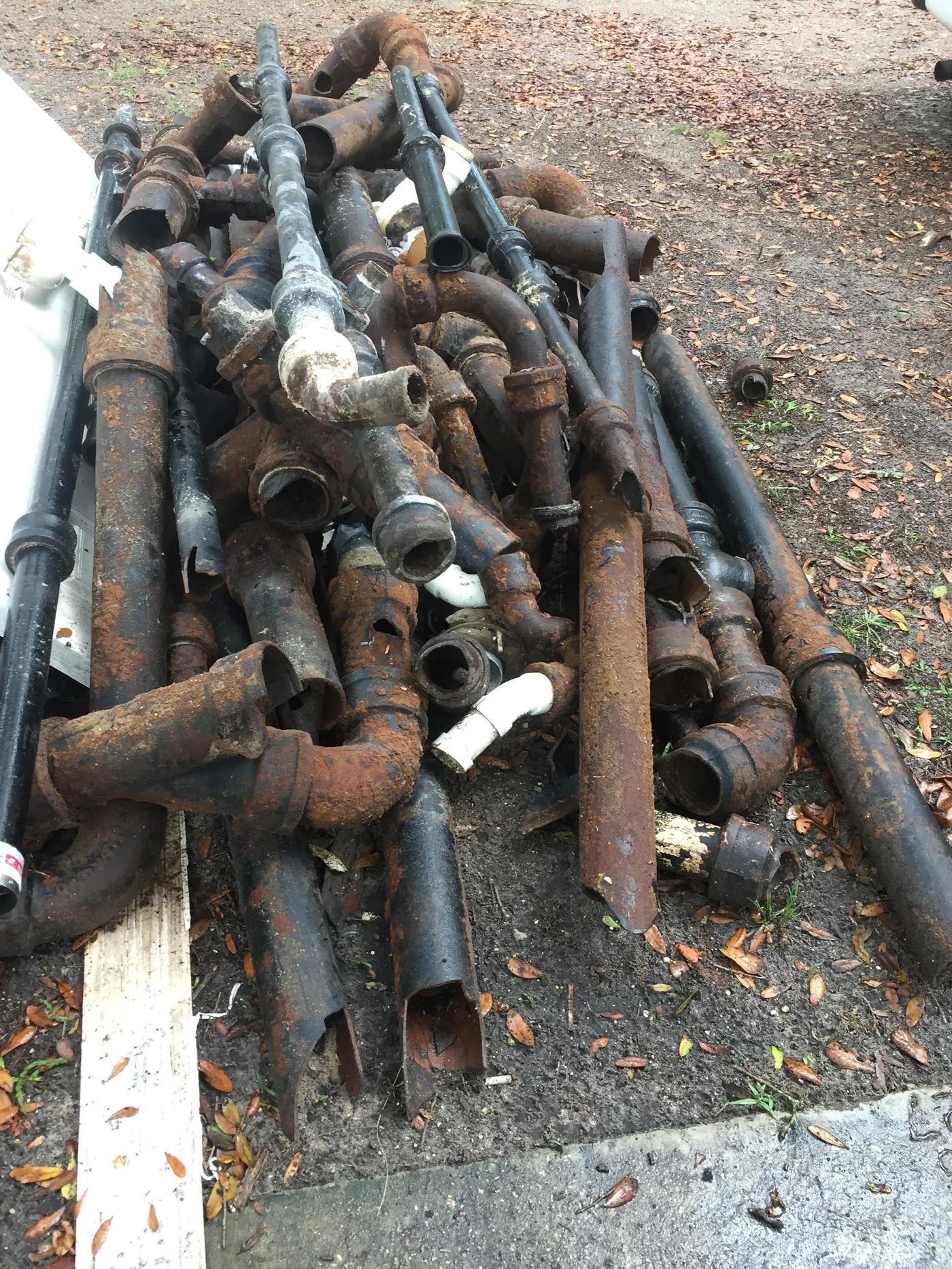 Pile of old waste lines